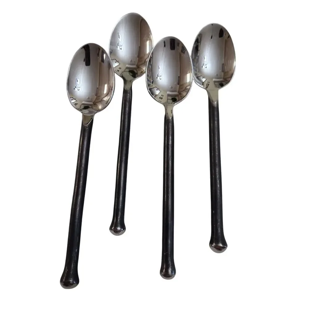 Set 4 Gourmet Settings Exotique Platinum 18/10 Stainless LARGE SPOONS